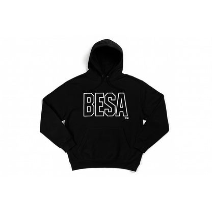 Black hoodie with BESA printed on it an albanian oath