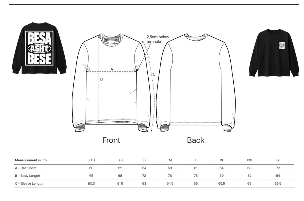 BESA ASHT BESË OVERSIZED LONG SLEEVE - Besa Besë