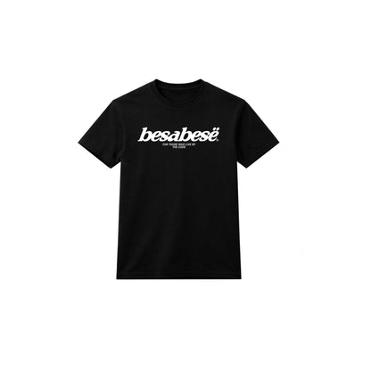 Black t-shirt with 'besabese' logo on a white background